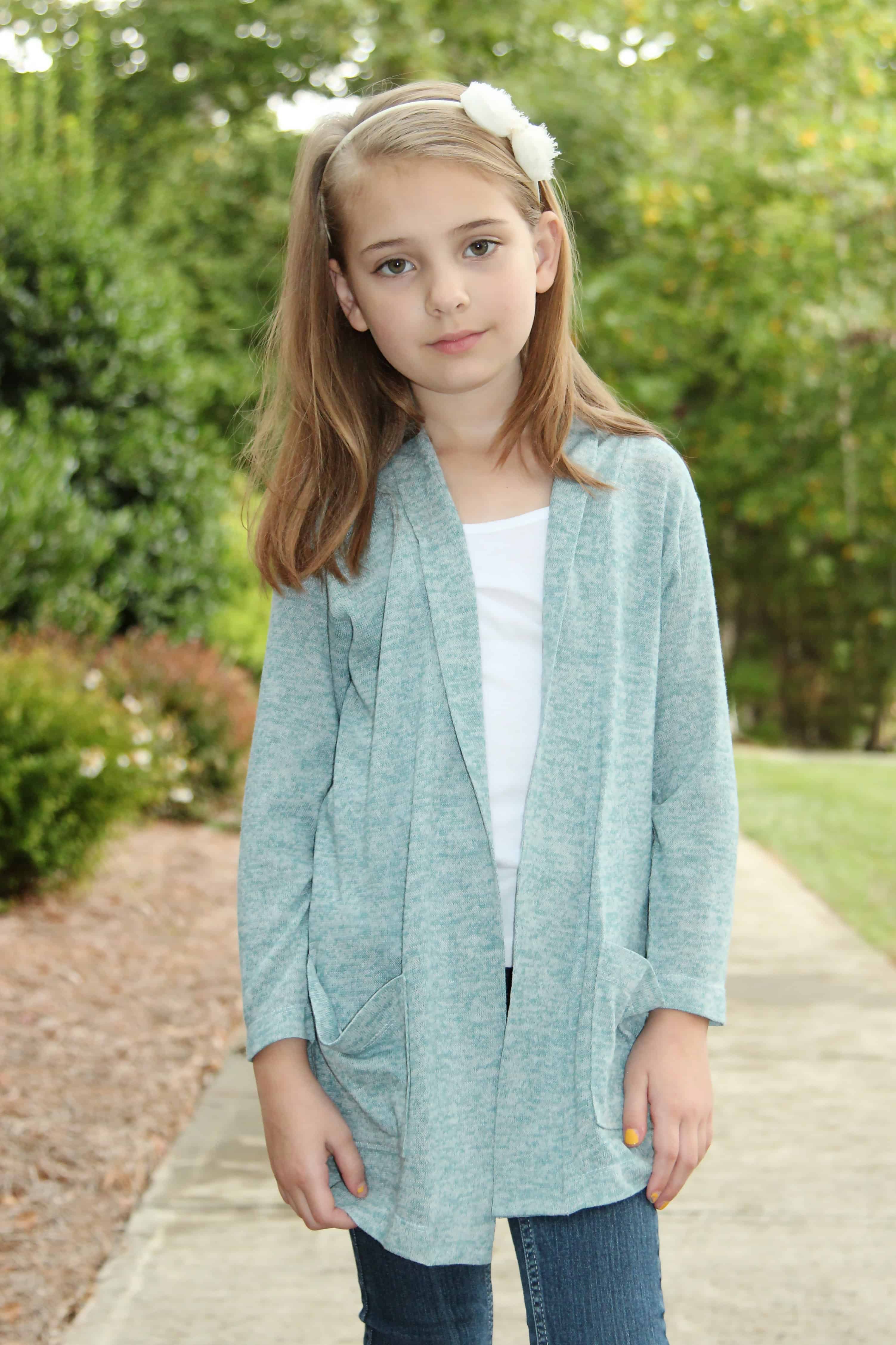 Boyfriend Cardigan  for Girls  2T 16 Love Notions Sewing 