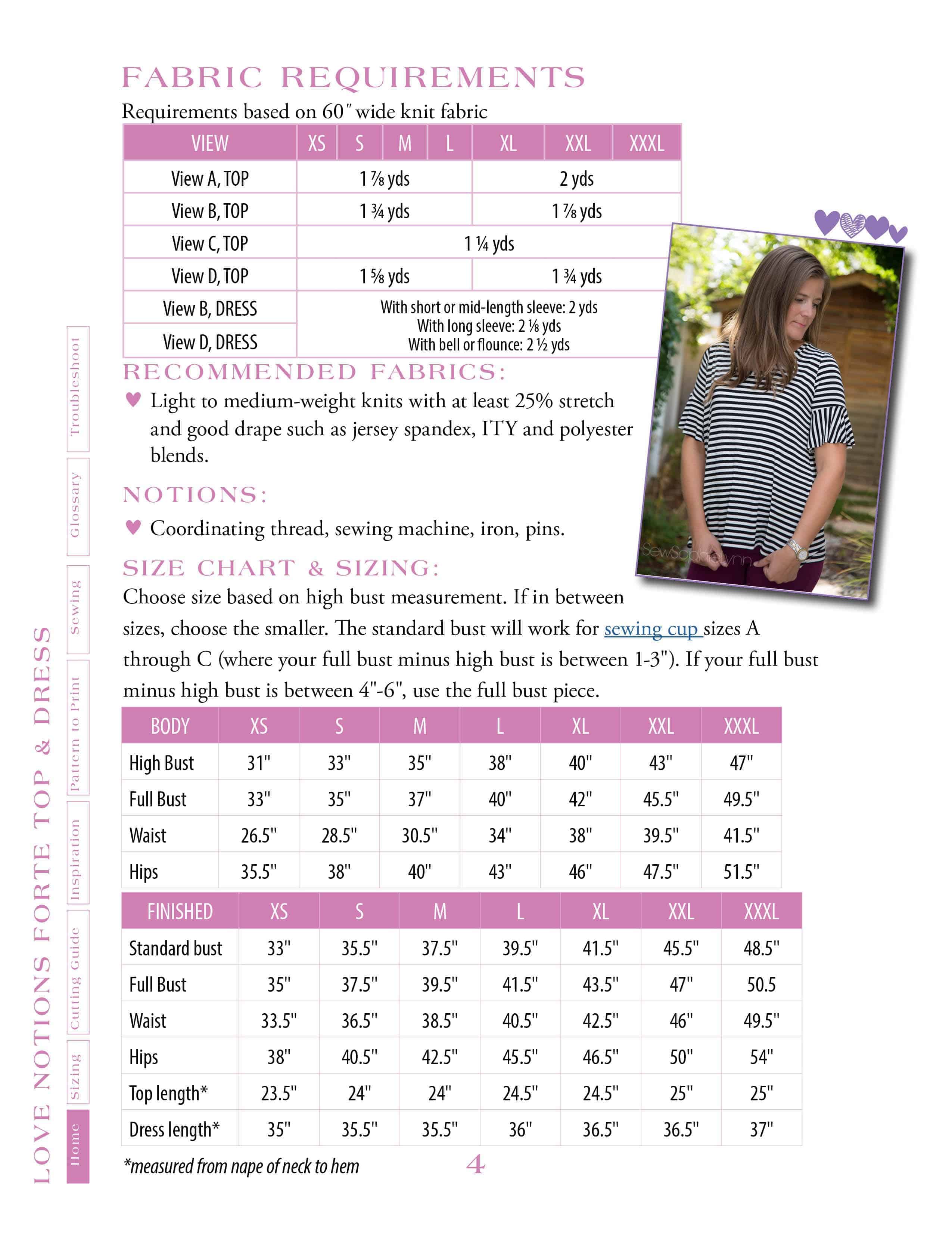 fotl size chart