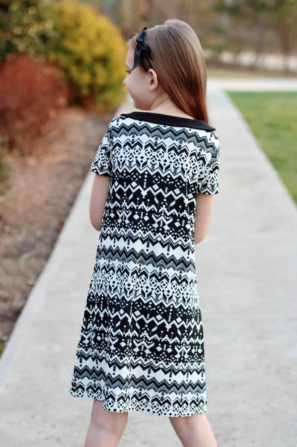 Girls knit dress sewing pattern by Love Notions.