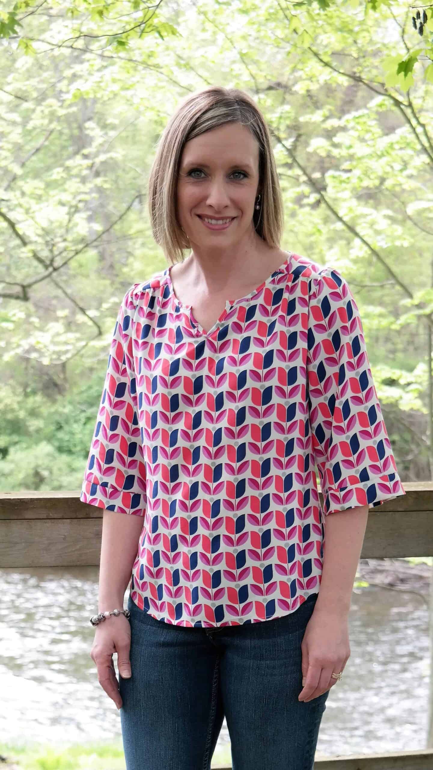 Beautiful woven blouse sewing pattern by Love Notions.